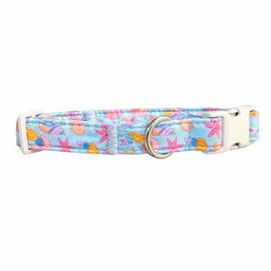 Light Blue Floral Seashell Dog Collar NEW